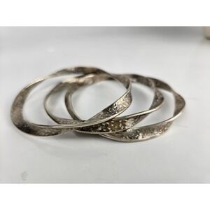 Set Of 3 Silpada Textured‎ Twisted Ribbon Sterling Silver 925 Bangle Bracelets